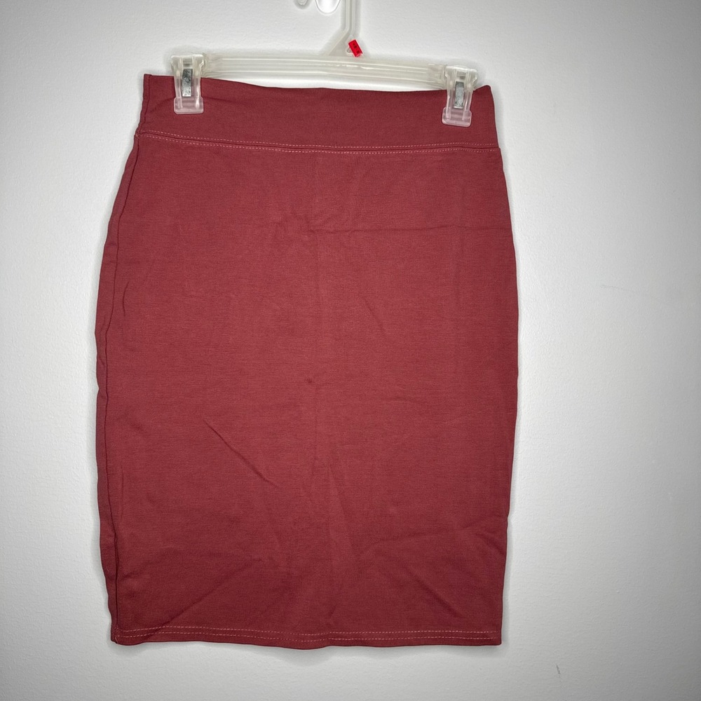 Sweet Pencil Skirt Womens Large Rust Red‎ Stretch Cotton Pull On Knee Length